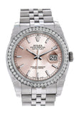 Rolex Datejust 36 Pink Dial 18k White Gold Diamond Bezel Jubilee Men's Watch 116244