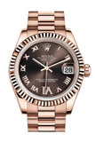 Rolex Datejust 31 Chocolate Large VI set with Diamond Dial Fluted Bezel 18K Everose Gold President Ladies Watch 178275