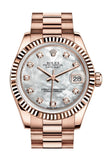 Rolex Datejust 31 Mother of Pearl Diamond Dial Fluted Bezel 18K Everose Gold President Ladies Watch 178275