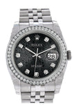 Rolex Datejust 36 Black Jubilee design set with Diamonds Dial 18k White Gold Diamond Bezel Jubilee Men's Watch 116244