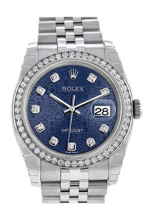 Rolex Datejust 36 Blue Jubilee Design Set With Diamonds Dial 18K White Gold Diamond Bezel Jubilee
