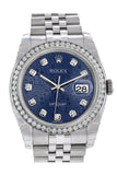Rolex Datejust 36 Blue jubilee design set with Diamonds Dial 18k White Gold Diamond Bezel Jubilee Men's Watch 116244