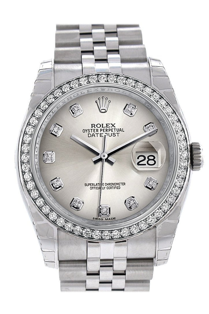 Rolex Men's Datejust 36 White Diamond Dial Watch