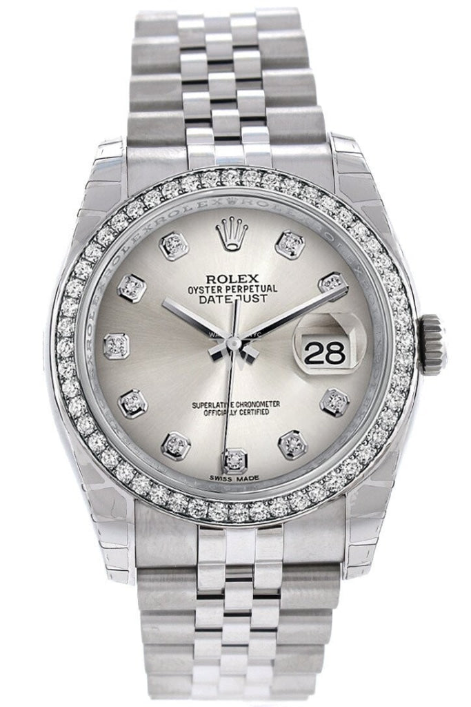 Rolex Datejust Men's Diamond Watch Oyster Perpetual Stainless Steel Gold  36mm Black Dial