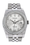 Rolex Datejust 36 Silver Jubilee design set with Diamonds Dial 18k White Gold Diamond Bezel Jubilee Men's Watch 116244