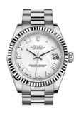 Rolex Datejust 31 White Roman Dial Fluted Bezel 18K White Gold President Ladies Watch 178279