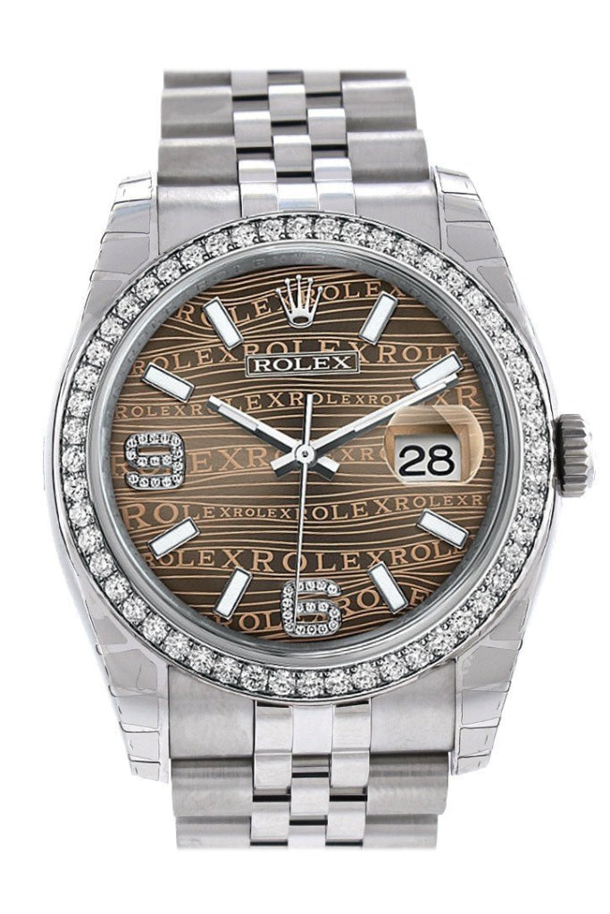 Rolex Datejust 36 Bronze Waves Set With Diamonds Dial 18K White Gold Diamond Bezel Jubilee Mens