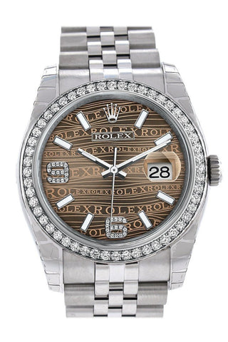Rolex Datejust 36 Bronze Waves Set With Diamonds Dial 18K White Gold Diamond Bezel Jubilee Mens
