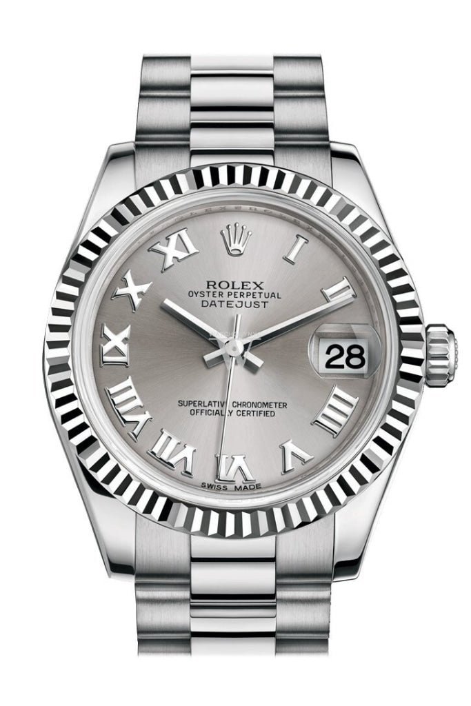 Rolex datejust rhodium outlet roman dial