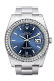 Rolex Datejust 36 Blue Dial 18K White Gold Diamond Bezel Mens Watch 116244 / None