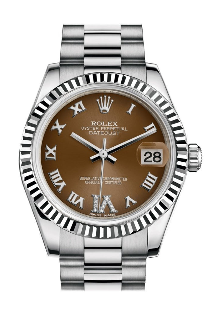 Rolex 178279 Datejust 31 Bronze Large VI Diamond Dial 18k White