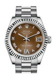 Rolex Datejust 31 Bronze Large VI Diamond Dial Fluted Bezel 18K White Gold President Ladies Watch 178279
