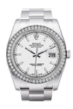 Rolex Datejust 36 White Dial 18k White Gold Diamond Bezel Men's Watch 116244