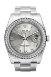 Rolex Datejust 36 Rhodium Roman Dial 18K White Gold Diamond Bezel Mens Watch 116244 / None