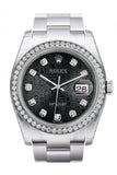 Rolex Datejust 36 Black Jubilee design set with Diamonds Dial 18k White Gold Diamond Bezel Men's Watch 116244