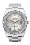 Rolex Datejust 36 Silver set with Diamonds Dial 18k White Gold Diamond BezelMen's Watch 116244