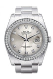 Rolex Datejust 36 Silver Set With Diamonds Dial 18K White Gold Diamond Bezelmens Watch 116244 / None