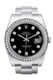 Rolex Datejust 36 Black set with Diamonds Dial 18k White Gold Diamond Bezel Men's Watch 116244