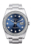 Rolex Datejust 36 Blue set with Diamonds Dial 18k White Gold Diamond Bezel Men's Watch 116244