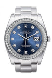 Rolex Datejust 36 Blue set with Diamonds Dial 18k White Gold Diamond Bezel Men's Watch 116244