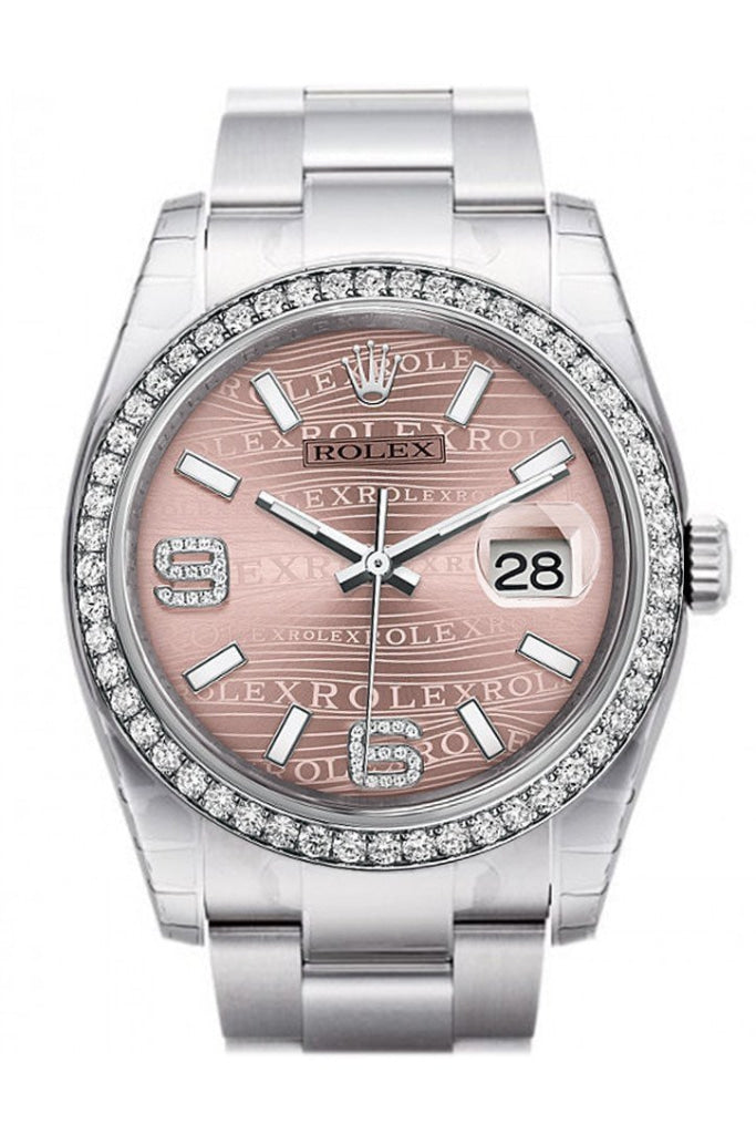 ROLEX 116244 Datejust 36 Pink Waves set with Diamonds Dial Diamond