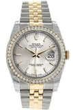 Rolex Datejust 36 Silver Dial 18K White Gold Diamond Bezel Jubilee Ladies Watch 116243