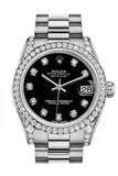 Rolex Datejust 31 Black Diamond Dial Bezel Lug 18K White Gold President Ladies Watch 178159 / None