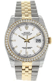 Rolex Datejust 36 White Dial 18K Gold Diamond Bezel Jubilee Ladies Watch 116243