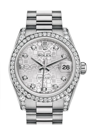 Rolex Datejust 31 Silver Jubilee Diamond Dial Bezel Lug 18K White Gold President Ladies Watch 178159