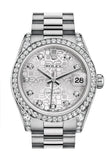 Rolex Datejust 31 Silver Jubilee Diamond Dial Diamond Bezel Lug 18K White Gold President Ladies Watch 178159