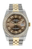 Rolex Datejust 36 Bronze Arab Dial 18K White Gold Diamond Bezel Jubilee Ladies Watch 116243