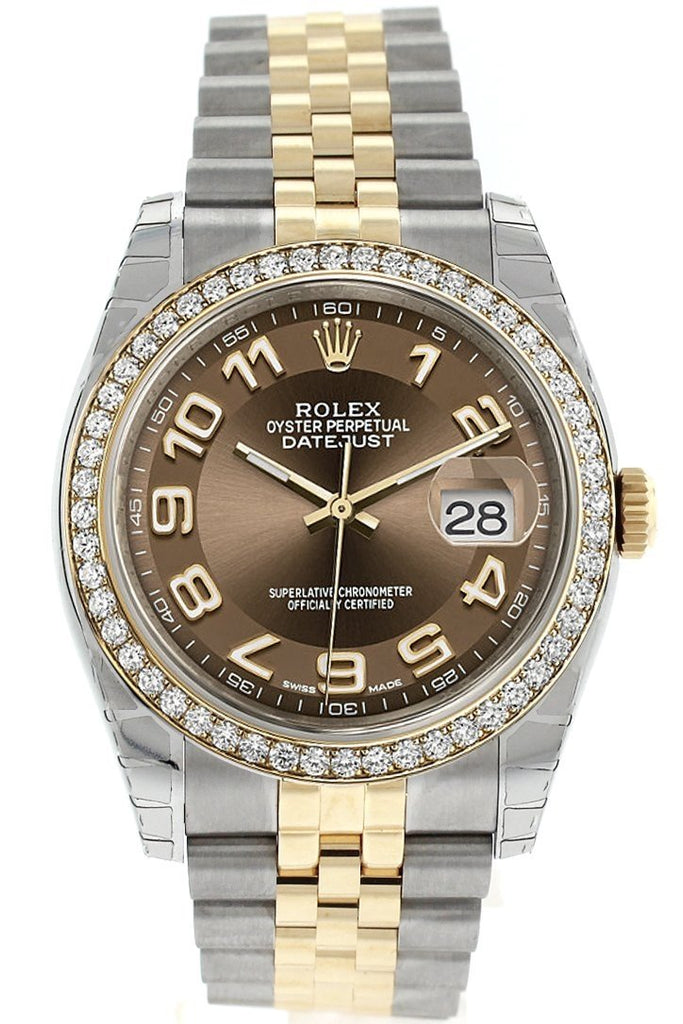 Rolex Datejust 36 Bronze Arab Dial 18K White Gold Diamond Bezel Jubilee Ladies Watch 116243