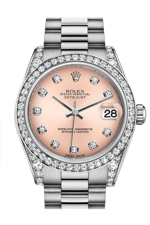 Rolex Datejust 31 Pink Diamond Dial Bezel Lug 18K White Gold President Ladies Watch 178159 / None
