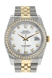 Rolex Datejust 36 White Set With Diamonds Dial 18K Gold Diamond Bezel Jubilee Ladies Watch 116243 /
