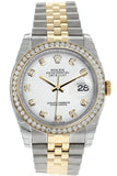 Rolex Datejust 36 White Set With Diamonds Dial 18K Gold Diamond Bezel Jubilee Ladies Watch 116243