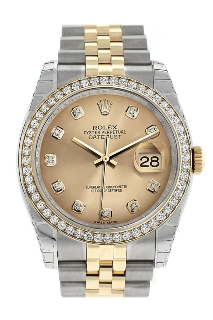 ROLEX 116244 Datejust 36 Champagne Diamonds Dial Diamond Ladies