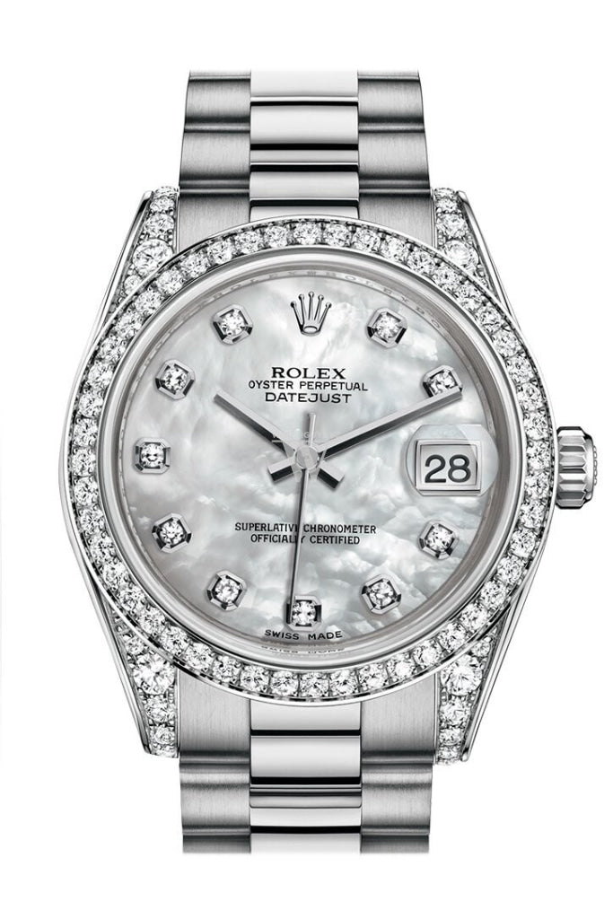 White mother of pearl diamond dial ladies watch sales