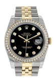 Rolex Datejust 36 Black set with diamonds Dial 18k White Gold Diamond Bezel Jubilee Ladies Watch 116243