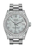 Rolex Datejust 31 Meteorite Diamond Dial Diamond Bezel Lug 18K White Gold President Ladies Watch