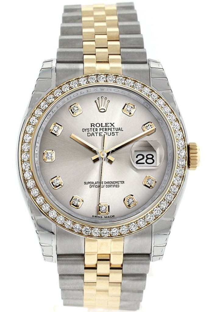 Rolex Datejust 36 Silver Set With Diamonds Dial 18K White Gold Diamond Bezel Jubilee Ladies Watch