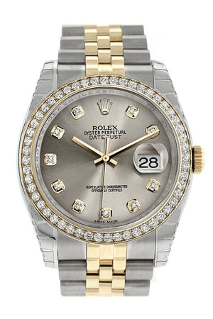 Rolex Datejust 36 Steel Set With Diamonds Dial 18K White Gold Diamond Bezel Jubilee Ladies Watch