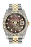 Rolex Datejust 36 Black Mother-Of-Pearl Set With Diamonds Dial 18K White Gold Diamond Bezel Jubilee