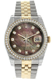 Rolex Datejust 36 Black Mother-Of-Pearl Set With Diamonds Dial 18K White Gold Diamond Bezel Jubilee