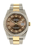 Rolex Datejust 36 Bronze Arab Dial 18k White Gold Diamond Bezel Ladies Watch 116243