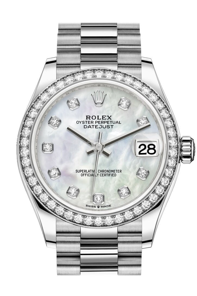 Rolex Datejust 31 White mother-of-pearl Diamond Dial Diamond Bezel 18K