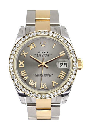 Rolex Datejust 31 Steel Roman Dial Diamond Bezel Yellow Gold Two Tone Watch 178383
