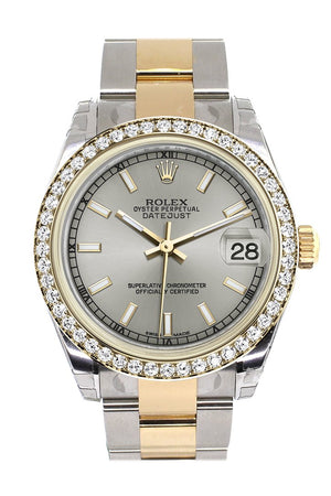 Rolex Datejust 31 Silver Dial Diamond Bezel Yellow Gold Two Tone Watch 178383