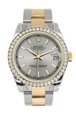 Rolex Datejust 31 Silver Dial Diamond Bezel Yellow Gold Two Tone Watch 178383