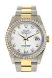 Rolex Datejust 36 White Set With Diamonds Dial 18K Gold Diamond Bezel Ladies Watch 116243