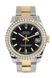 Rolex Datejust 31 Black Dial Diamond Bezel Yellow Gold Two Tone Watch 178383